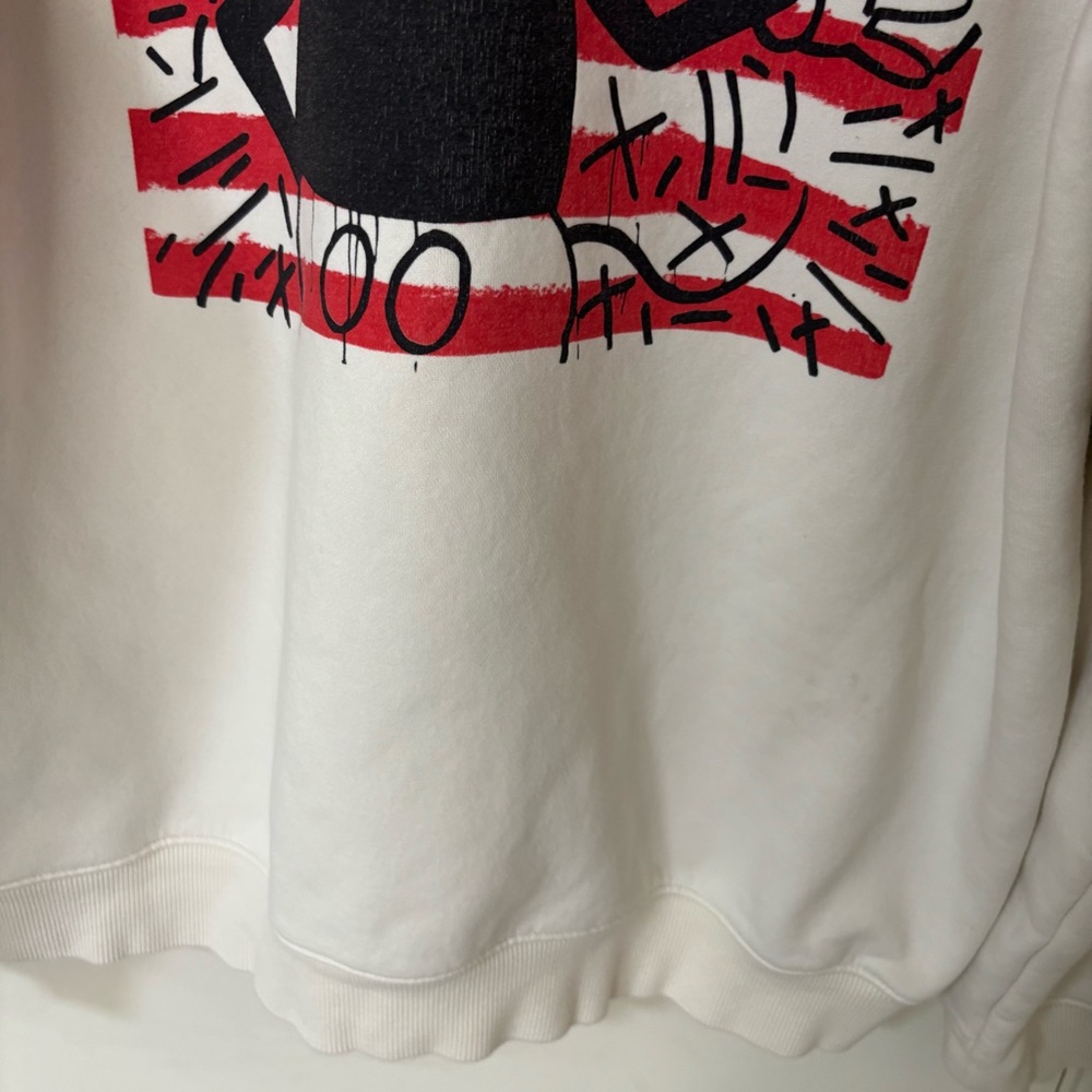 H&M x Mickey Mouse x Keith Haring Men's off white Beige Pullover Hoodie sweater - Picture 8 of 10